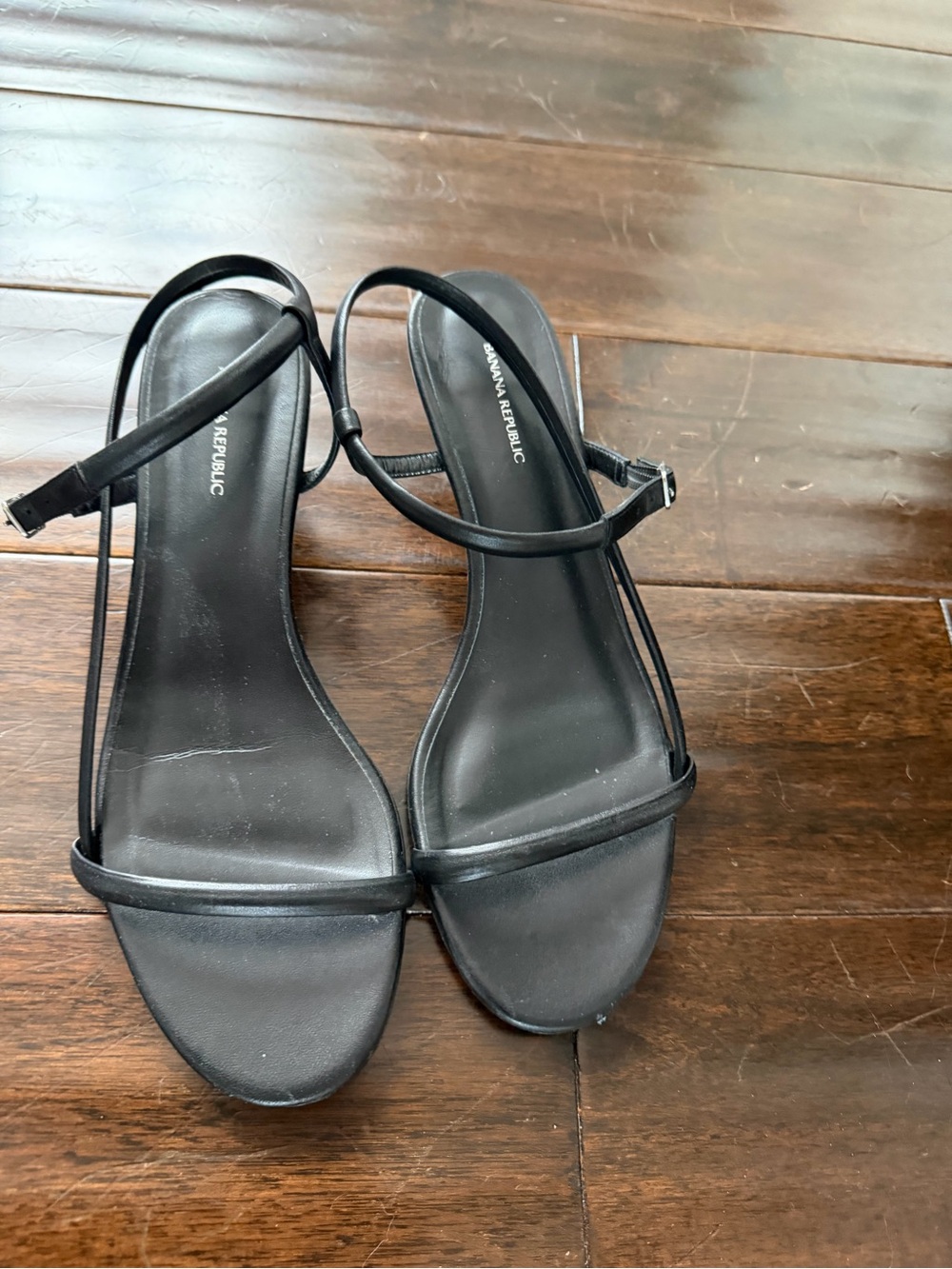 Banana Republic Black Minimalist Strappy Sandals Nappa leather
